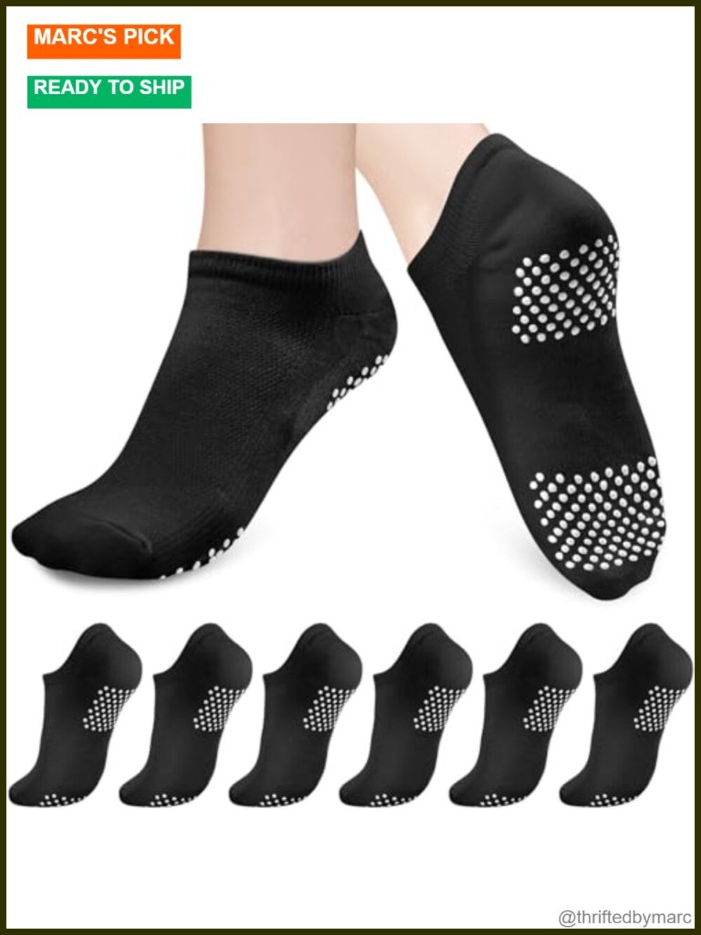 Pilates Socks for Women with Grips Non Slip Sole Yoga Barre Hospital 6 Pack